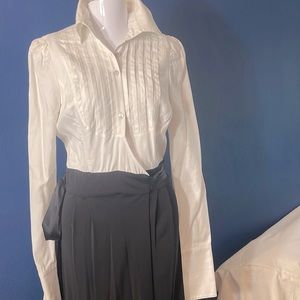 Vintage Diana Von Furstenberg wrap dress with tuxedo shirt top black & white